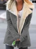 Autumn And Winter Solid Color Turndown Collar Fleece Jacket For Women