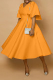 Women's Solid Color Three-Quarter Sleeve Loose Dress