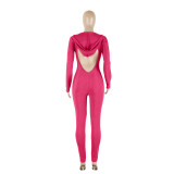 Women's  Backless Hooded Slim Nightclub Style Sexy Jumpsuit