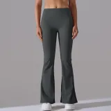 Women Solid Casual Sports Running Fitness Yoga Bell Bottom Pants