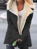 Autumn And Winter Solid Color Turndown Collar Fleece Jacket For Women
