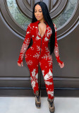 Women's Christmas Element Printed Casual Jumpsuit
