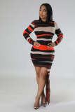Women's Fashion Round Neck Knitting Slim Fit Low Back Dress