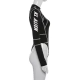 Summer Women's Sexy Mesh Printed Long Sleeve Jumpsuit