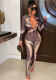 Autumn And Winter Women's Irregular Fashion Printed Long Sleeve Tight Fitting Sports Jumpsuit