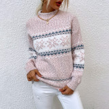 Christmas Knitting Shirt Autumn And Winter Half Turtleneck Snowflake Sweater For Women