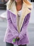 Autumn And Winter Solid Color Turndown Collar Fleece Jacket For Women