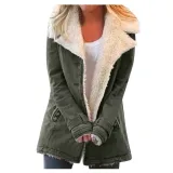 Autumn And Winter Solid Color Turndown Collar Fleece Jacket For Women