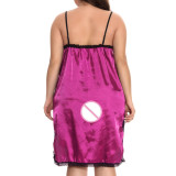 Plus Size Women Satin Suspender Skirt Bra Night dress Sexy Lingerie