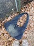 Women vintage washed denim single shoulder horn large bag