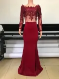 Women Long Sleeve Off Shoulder Mesh Slit Sexy Dress