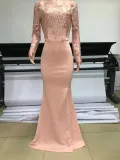 Women Long Sleeve Off Shoulder Mesh Slit Sexy Dress