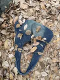 Women vintage washed denim single shoulder horn large bag