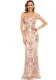 Women Halter Neck Off Shoulder Sequin Mesh Slit Sexy Dress