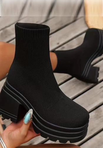 Women Thick Sole Casual High Top Stretch Sock Boots