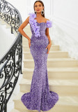 Women Sexy Suspender Backless Sequined V-Neck Formal Party Maxi Evening Dress