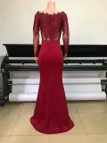 Women Long Sleeve Off Shoulder Mesh Slit Sexy Dress
