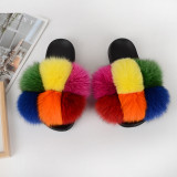 Women Multi-Color Furry Slippers
