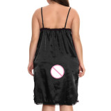 Plus Size Women Satin Suspender Skirt Bra Night dress Sexy Lingerie