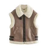 Women's Winter Fleece Patchwork Sleeveless Jacket