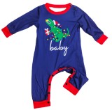 Dinosaur Letter Printed Christmas Parent-Child Pajamas Set Home Clothes