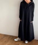 Autumn and Winter women's Loose Slim Fit Pocket Hoodies Hooded Long casual Dress