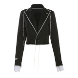 Fall Women's Fashionable Irregular Slim Fit Turndown Collar Jacket