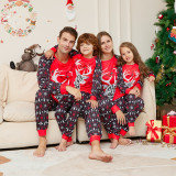 Christmas Cartoon Letter Printed Long Sleeve Round Neck Parent-Child Pajamas Set