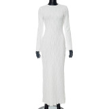 autumn and winter slim fit Basic versatile long-sleeved knitting dress for women