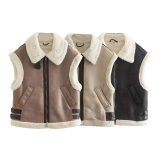 Women's Winter Fleece Patchwork Sleeveless Jacket