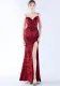Plus Size Beauty Straps Tassels Sequin slit Long Formal Party Evening Dress