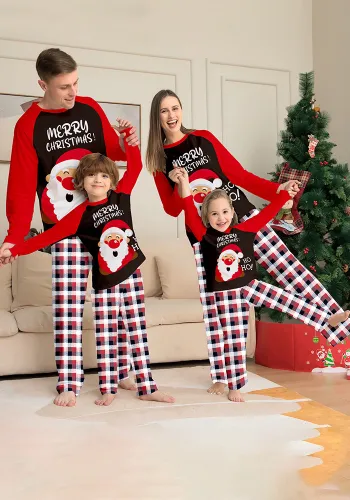 Spring and Autumn Christmas Printed Home Clothes Plaid Parent-Child Pajamas