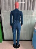 Sexy Fashion Long Sleeve High Stretch Denim Jumpsuit
