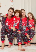 Christmas Cartoon Letter Printed Long Sleeve Round Neck Parent-Child Pajamas Set