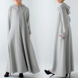 Autumn and Winter women's Loose Slim Fit Pocket Hoodies Hooded Long casual Dress