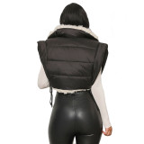 Autumn and winter solid color double-sided zipper Fleece cotton Padded vest