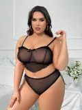 Plus Size Sexy See-Through Lace Pajamas Two-piece Set