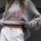 Plus Size Women Long Sleeve Ripped Loose Sweater