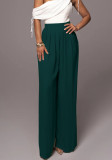 Women Casual Solid High Waisted Wide Leg Pants
