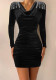 Women gothic street fashion velvet u-neck dress