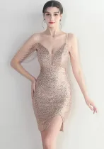 Plus Size Women Sequins Formal Party Mini Evening Drees