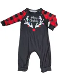 Christmas Family Wear Antler Print Plaid Long Sleeve Pajama Two-piece Set