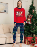 Round Neck Long-Sleeved Cartoon Print Christmas Parent-Child Set Cute Home Wear Pajamas