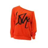 Love Letter Printed Long Sleeve T-Shirt Sexy Off-Shoulder Women's Top