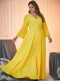 Long Sleeve V Neck Dress Plus Size Solid Color Women's Clothing