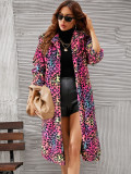 Autumn And Winter Fashionable Casual Turndown Collar Leopard Fleece Coat For Women