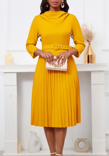 Women's Fashion Chic Elegant Pleated Elegant Solid Color Plus Size Dress