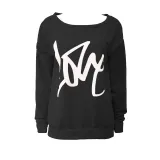 Love Letter Printed Long Sleeve T-Shirt Sexy Off-Shoulder Women's Top