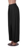 Women Casual Solid High Waisted Wide Leg Pants