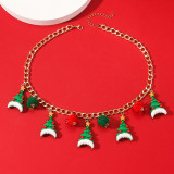 Christmas Cute Cartoon Santa Man Christmas Tree Bell Necklace Women's Accessories